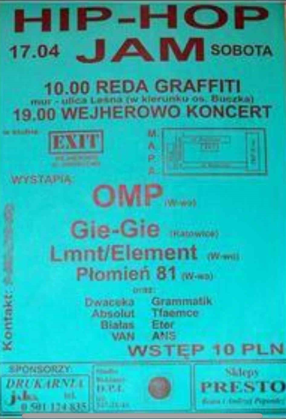 Hip-Hop Jam flyer for the Reda/Wejherowo graffiti jam and concert