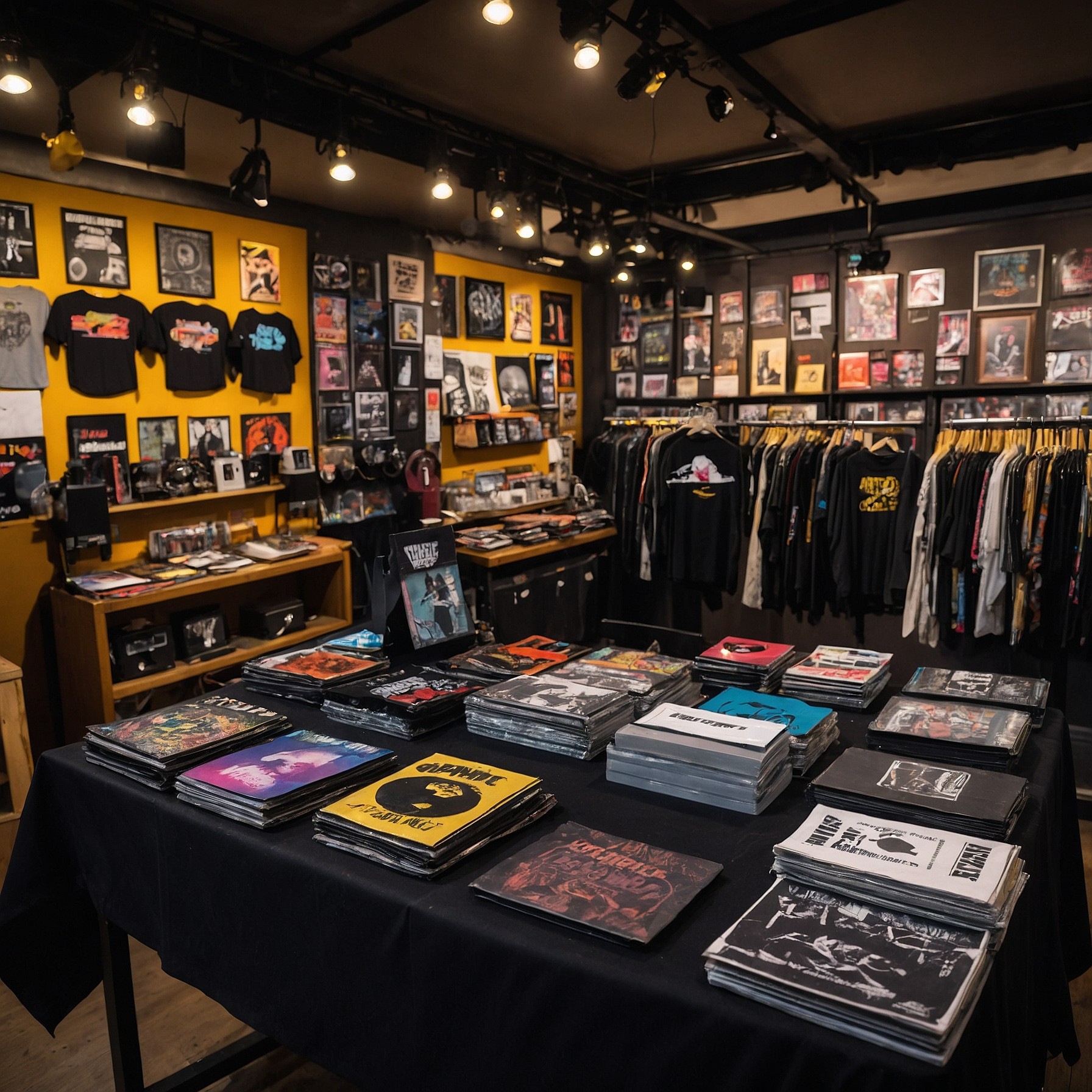Merchandise rack inside a music store