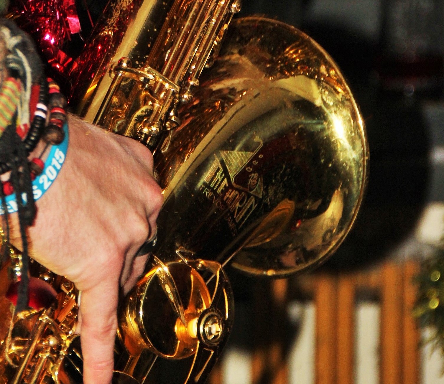 Close-up of a saxophone being played